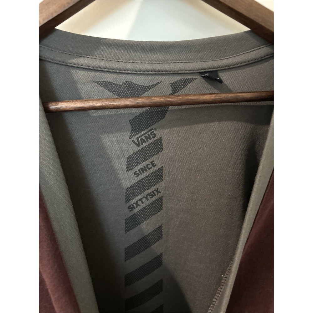 Vans Button-Up Cardigan Mens Size S Maroon/Gray TIE Print Inside Grandpa Sweater - Picture 2 of 7